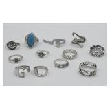 12 Costume Fashion Rings Assorted Sizes