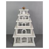 Handmade Painted Wood Bird Cage W Trap Door Bottom