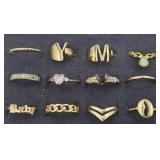12 Costume Rings Assorted Sizes