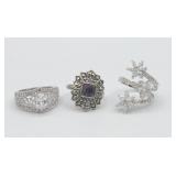 3 Statement Cz Rings