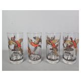 4 Pc Vintage Pheasant Glasses