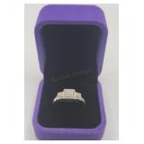 Sterling Diamond Ring Sz 8.5 Tw 4.0g