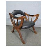 Mid Century Vinyl Upholstered Poker Chair