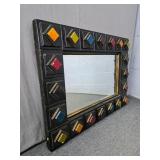 Beveled Mirror In Painted Heavy Wood Frame