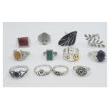 12 Costume Fashion Rings Assorted Sizes