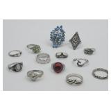12 Costume Fashion Rings Assorted Sizes