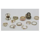 12 Costume Fashion Rings Assorted Sizes