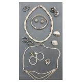 Jewelry Lot Necklaces Bracelet Earrings Silver