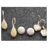 3 Pr Sterling Pierced Earrings Tw 6.9g