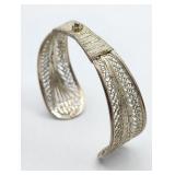 Sterling Filigree  Cuff Bracelet 15.4g