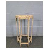 Tall Bamboo Stand W Woven Strip Hexagon Top