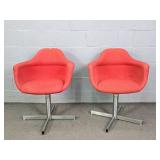 2x The Bid Swivel Adj Ht Upholstered Chairs