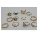 12 Costume Fashion Rings Assorted Sizes