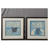 2x The Bid " Floral Swirl" & " Evening Reds" Print