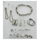 Rhinestone Earrings And Bracelet