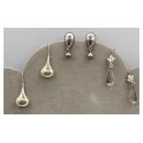 3 Pr Sterling Pierced Earrings Tw 8.1g