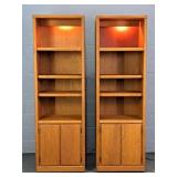 2x The Bid Solid Oak Lighted Display Cabinet