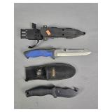 2x The Bid Assorted Knives With Sheath
