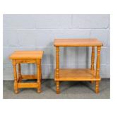 Lot Of 2 - 2 Small Solid Wood Stands