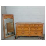 Mid Century 7 Drawer Dresser W/ Mirror