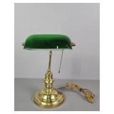 Brass Desk Lamp W/ Green Shade
