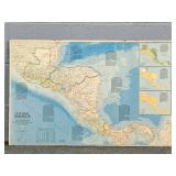 Board Mounted Map Of Central America  32" X 20"