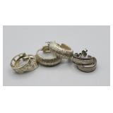 3 Pr Sterling Pierced Earrings Tw 9.0g