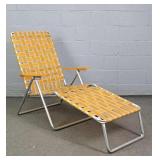 Folding Alum Chaise Lounge W/ Wooden Arms