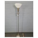 Vintage Metal Floor Lamp W Milk Glass Globe