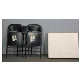 Lot - Folding 6 Foot Utility Table And 3 Chairs