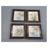 4x The Bid Framed Painted Tiles
