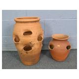 Lot Of 2 Terra Cotta Strawberry Pots