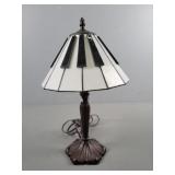 Lamp With Piano Key Slag Glass Shade Powers Up