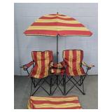 2 Person Beach Chair W/cooler, Umbrella, Carry Bag
