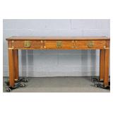 Solid Oak 3 Drawer Hall / Sofa Table