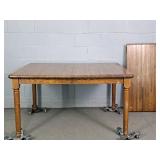 Solid Oak Dining Table W/ Leaf