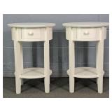 2x The Bid Rnd Painted Solid Wood Stands W/drawer