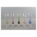 Set Of 5 Blown Glass Champagne Flutes