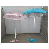 Lot Of Two Beach Umbrellas W Carry Bags