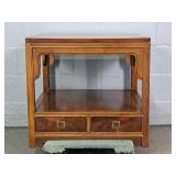 Two Tier Mahogany Accent Table W Burl Top