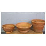 Lot Of 3 Decorative Terra Cotta Planters