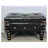 Small Faux Leather Storage Ottoman