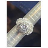 Sterling Silver Sparkling Statement .925 Ring Sz