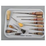 Lot Vintage Wood Handle Screwdrivers & Punches