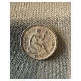 1871 Liberty Seated Silver Half Dime