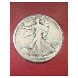 1939 D Walking Liberty Silver Half Dollar & Stamp