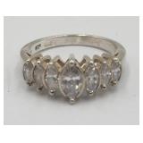 Sterling Silver Sparkling Statement .925 Ring Sz