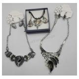 3 New Necklace And Pierced Earrings Sets