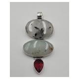 .925 Black Rutile Chrysoprase Handmade Pendant