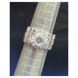 Sterling Silver Sparkling Statement .925 Ring Sz